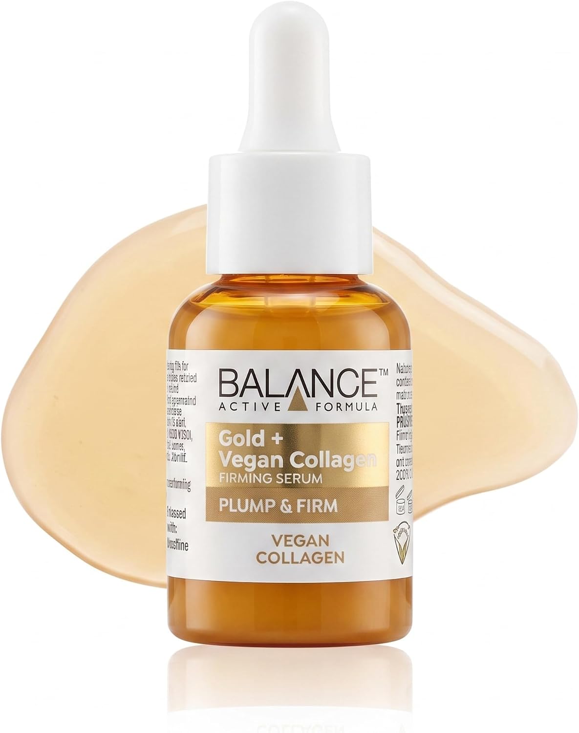 Balance Active Formula Gold + Vegan Collagen Firming Serum - Luxurious Glow with Gold, Youthful Skin Tightening, Lightweight & Non-Greasy, Proven Results - 30ml