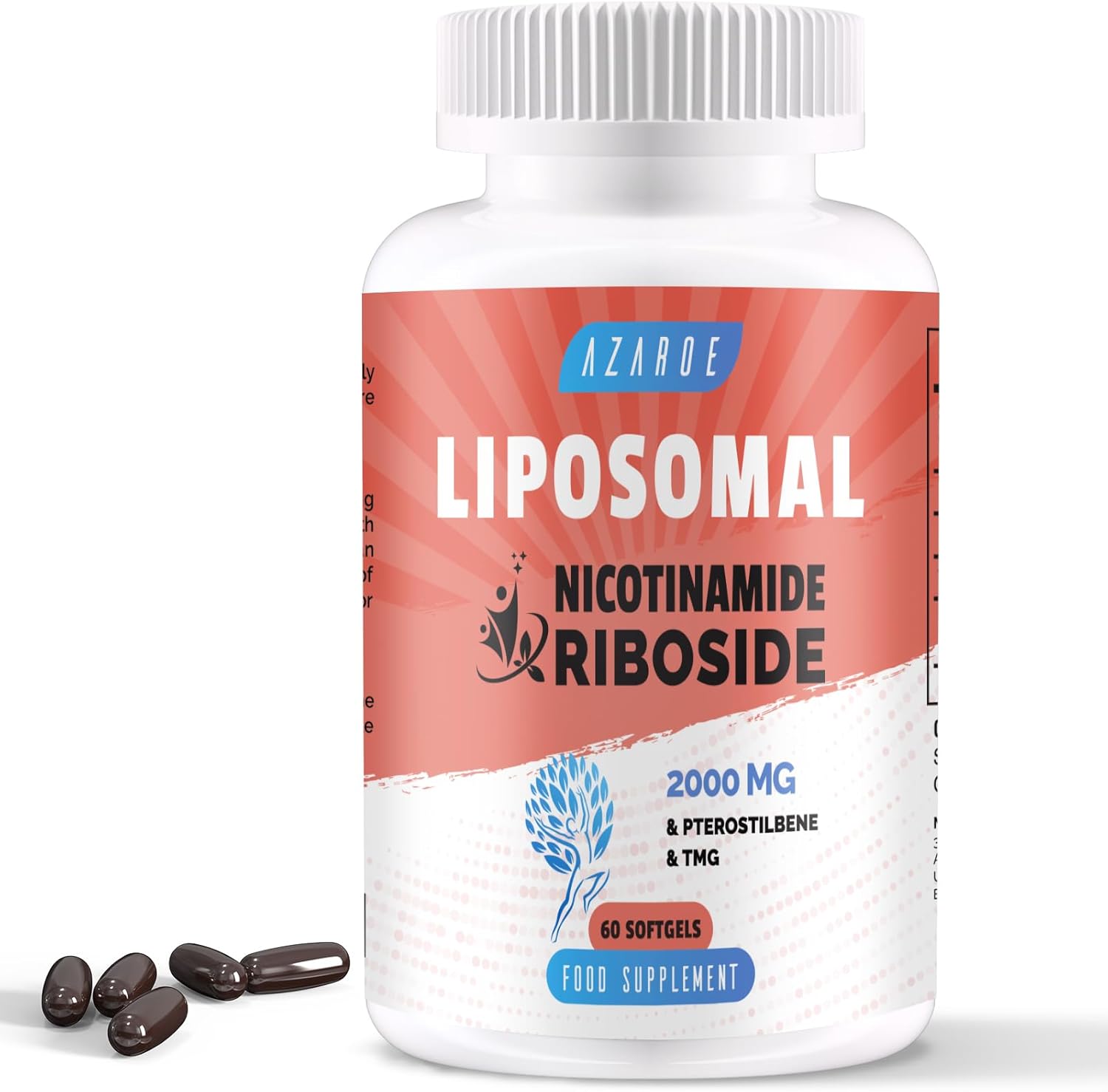 Liposomal Nicotinamide Riboside 2000mg with TMG and Pterostilbene | More Efficient Than Precursors, Boost NAD+ (60 Count (Pack of 1))