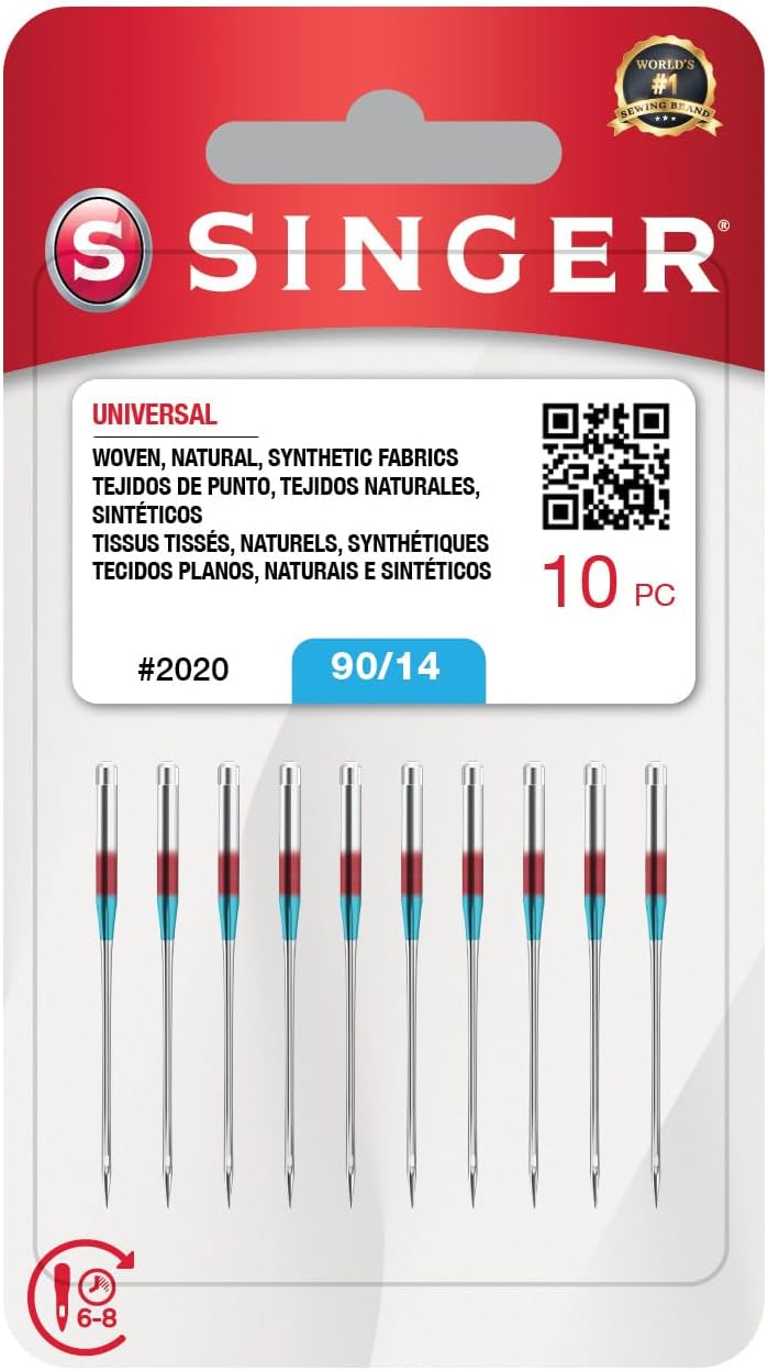 SINGER 10-Pack Universal 2020 Sewing Machine Needles, Size 90/14