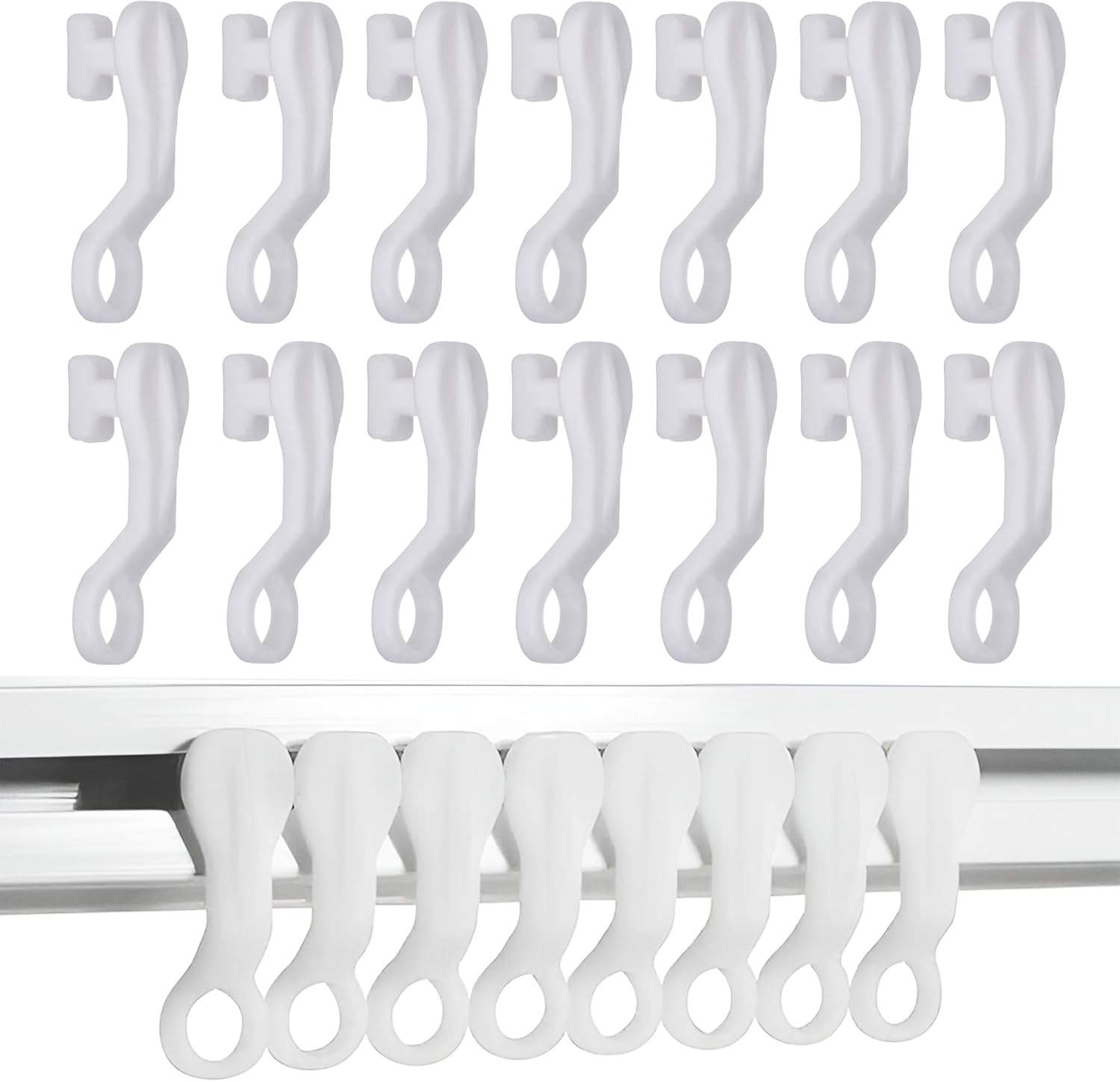 Curtain Glider Hooks, Curtain Track Gliders, Plastic Pack of 40, White Fittings, Rails, Swish Spares, Rings for Caravan Curtain Hooks, Drapes