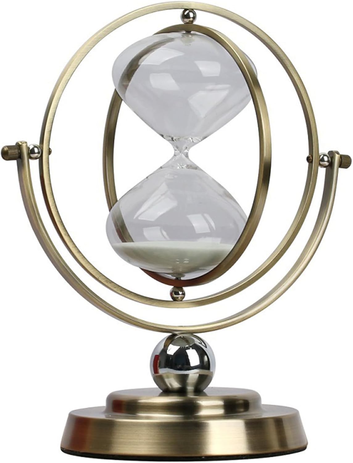 Ruiqas 30 Minutes Hourglass Sand Timer Rotating Metal Sand Clock for Cooking Study Game Vintage Hour Glass Decor