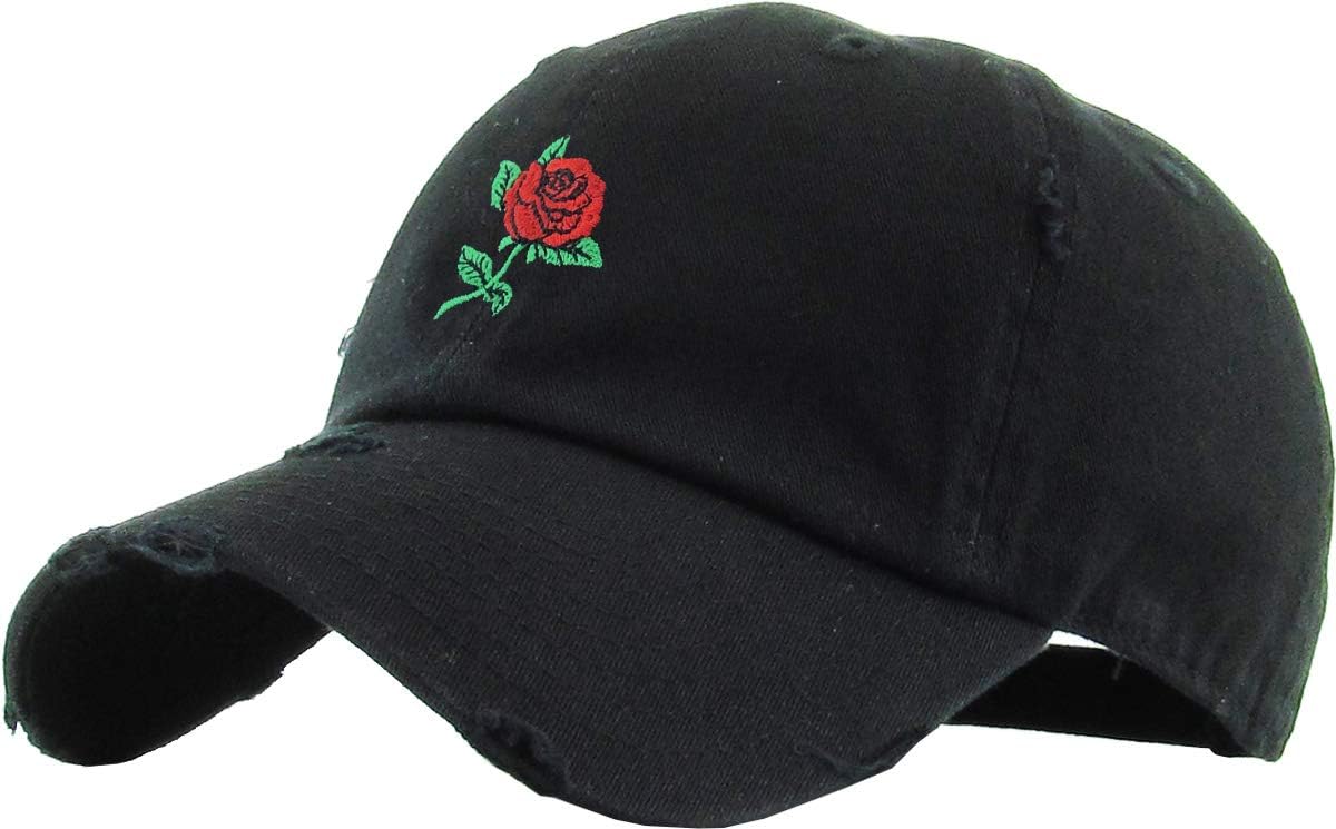 Rose Flowers Love Good Vibes Men Women Dad Hat Baseball Cap Adjustable Unisex
