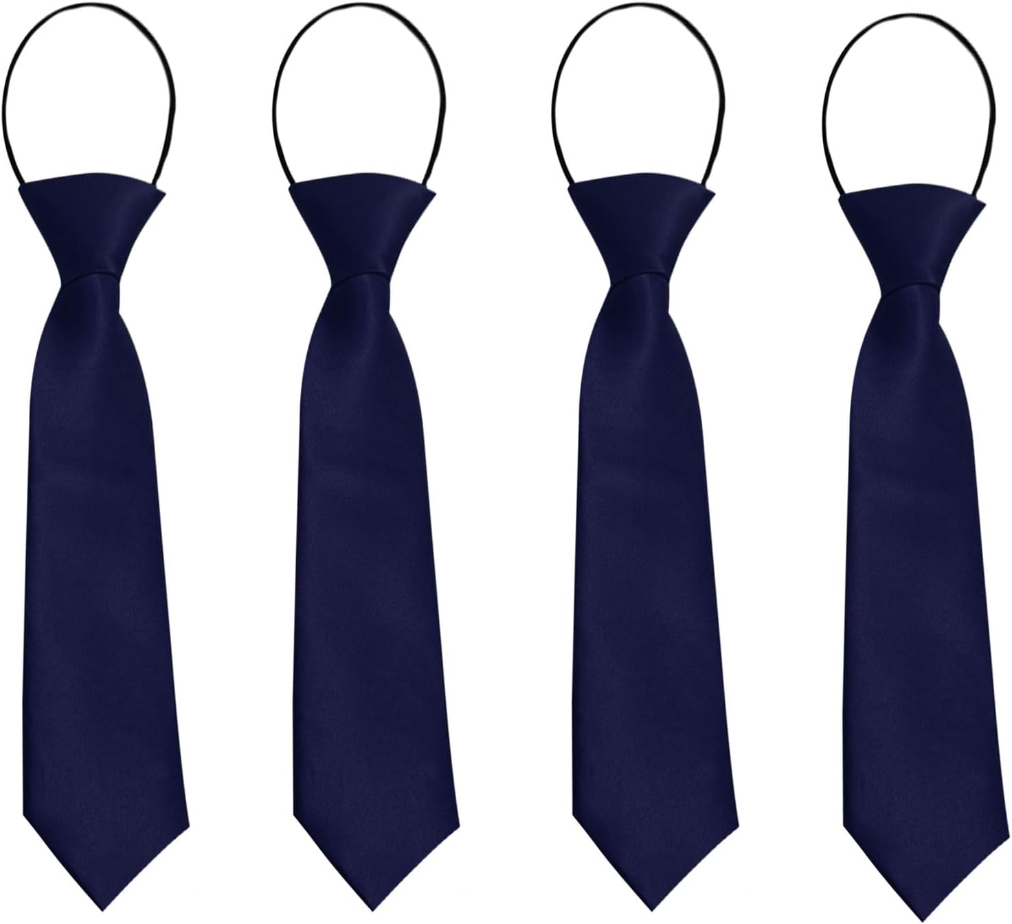 FUIPVGI 4 Pcs Pre-Tied Kids Necktie, Boys' Elastic School Tie, Kids Adjustable Necktie With Loop, Boys Girls Formal Tie for Graduation School Uniforms Weddings Celebration Parties (Navy blue)