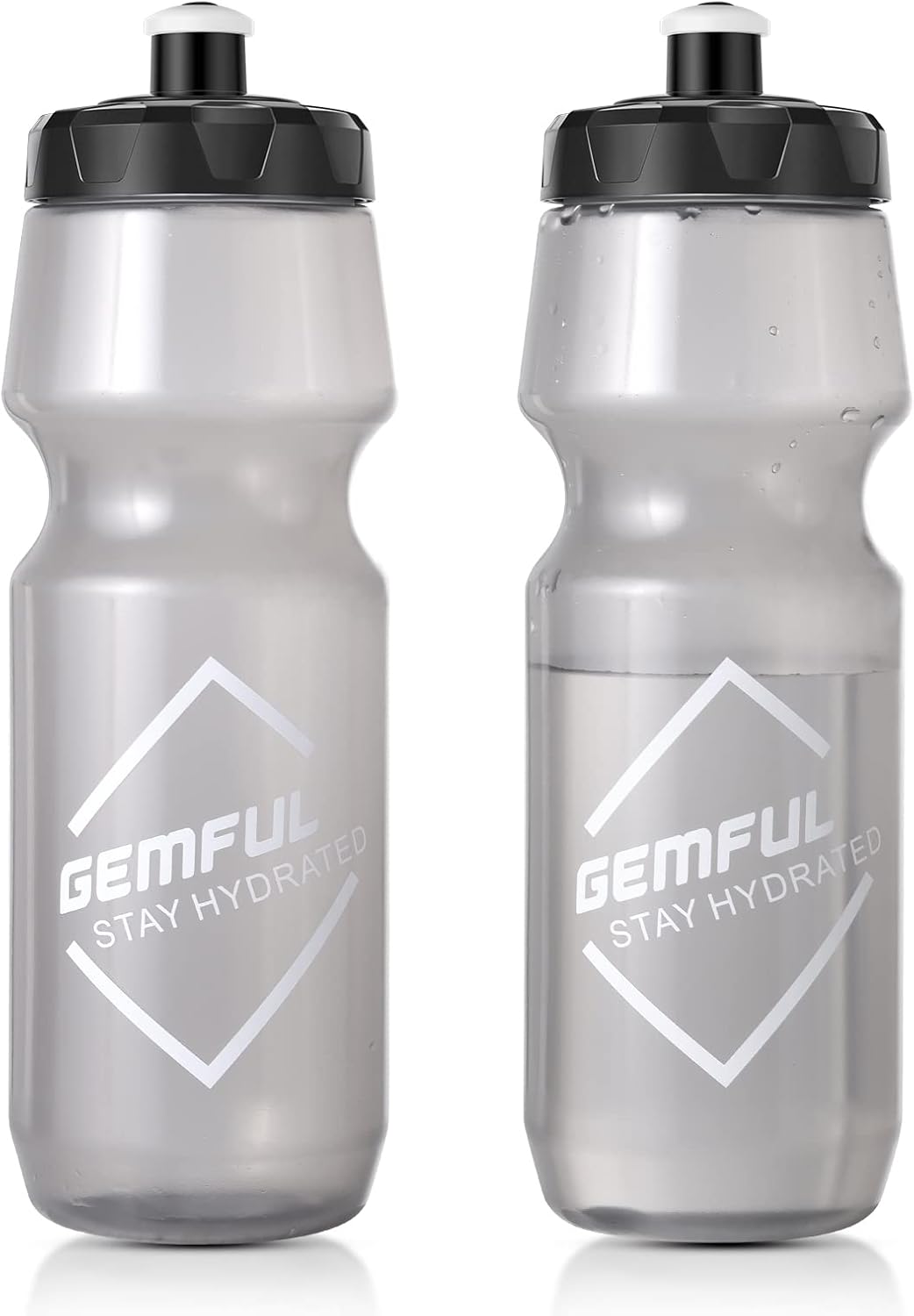 GEMFUL Cycling Water Bottle BPA Free Reusable Bike Gym Fitness Clear Squirt Squeeze Bottles Sports Leakproof Bicycle Workout 24oz 2 Pack