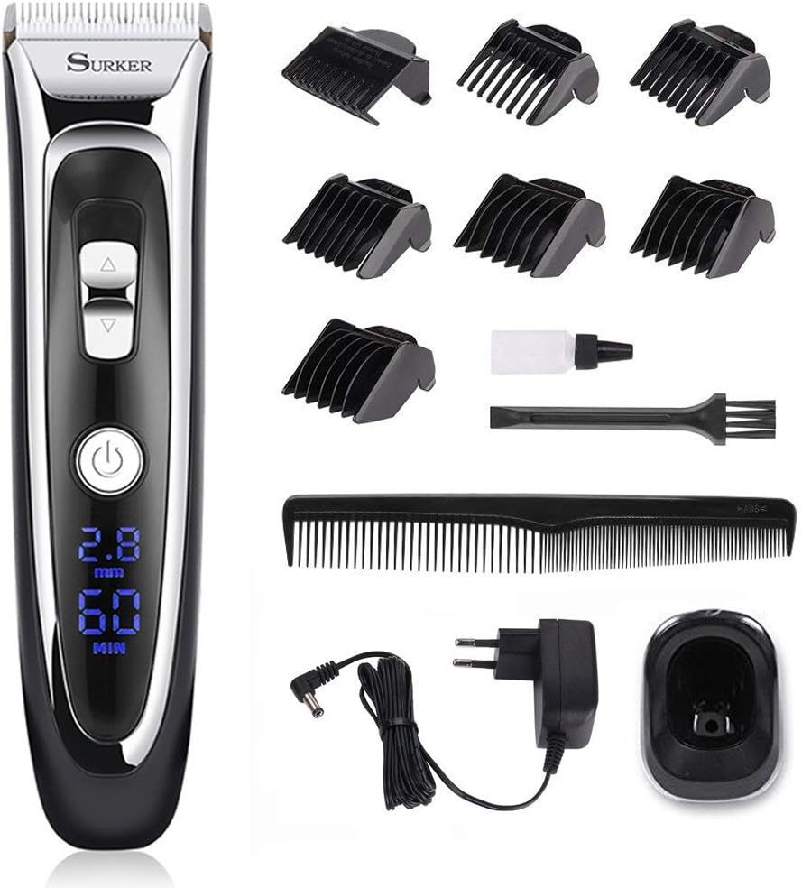 Cordless Clippers Hair Clippers for Men Hair Clipper with Titanium Ceramic Blade, LED Display, Lithium Battery, Charger Stand, USB Rechargeable