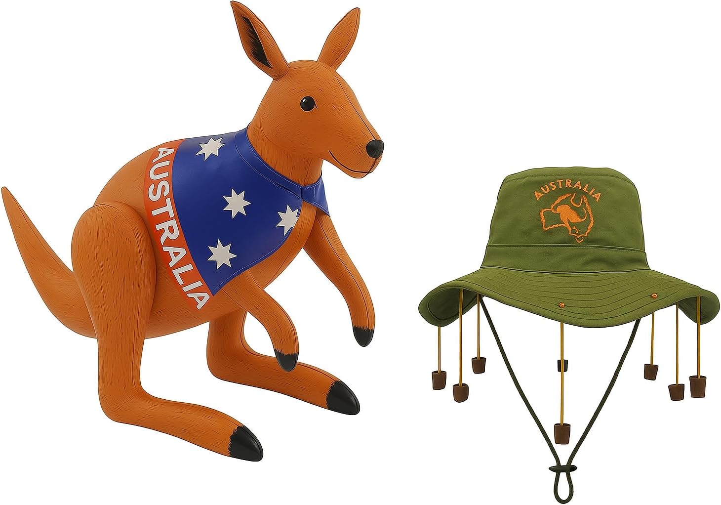 ZANGOC Adult Australian Cork Hat & Inflatable Kangaroo Fancy Dress Kit – The Ultimate Aussie-Themed Australian party decorations Outfit-Love Australia