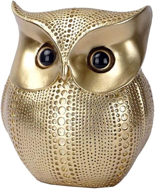 Owl Decor Statue Sculpture for Home, Office, Bookshelf,TV Stand Decoration Resin Animal Sculpture Minimalist Style Crafts Gift for Friend or Family, Animal Lovers (Gold)