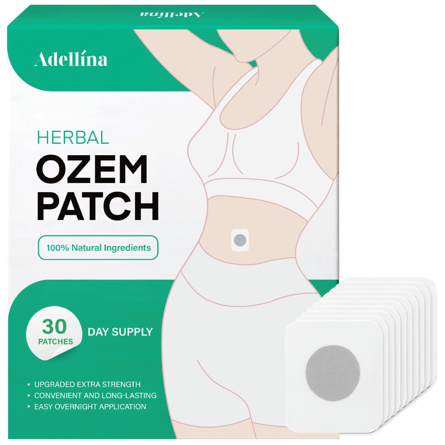Adellina Ozempatch for Women: Body Patch Para Bajar De Peso- Bodypatch Natural herbal Ingredients for Women Girls 30 pcs