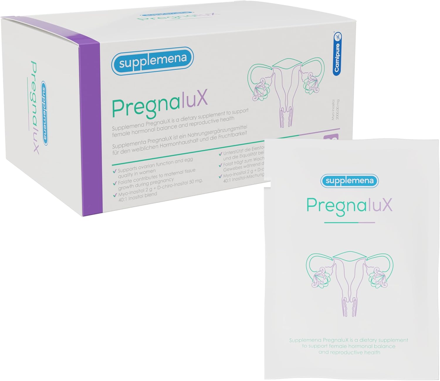 PregnaluX PCOS & Fertility Supplement for Women | Prenatal Vitamins w/Myo-inositol, L-Carnitine, NAC, CoQ10, Folic Acid, B12 | 1 Month