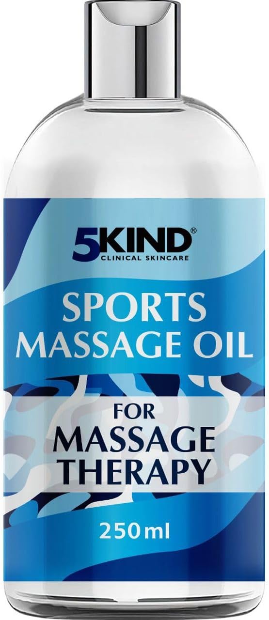 5Kind Sports Massage Oil for Muscle Pain Relief 250ml - Lavender Body Massage Oils for Massage Therapy - Body Massage Oil for Improved Recovery and Deep Tissue Massage - Profesional Muscle Massage Oil