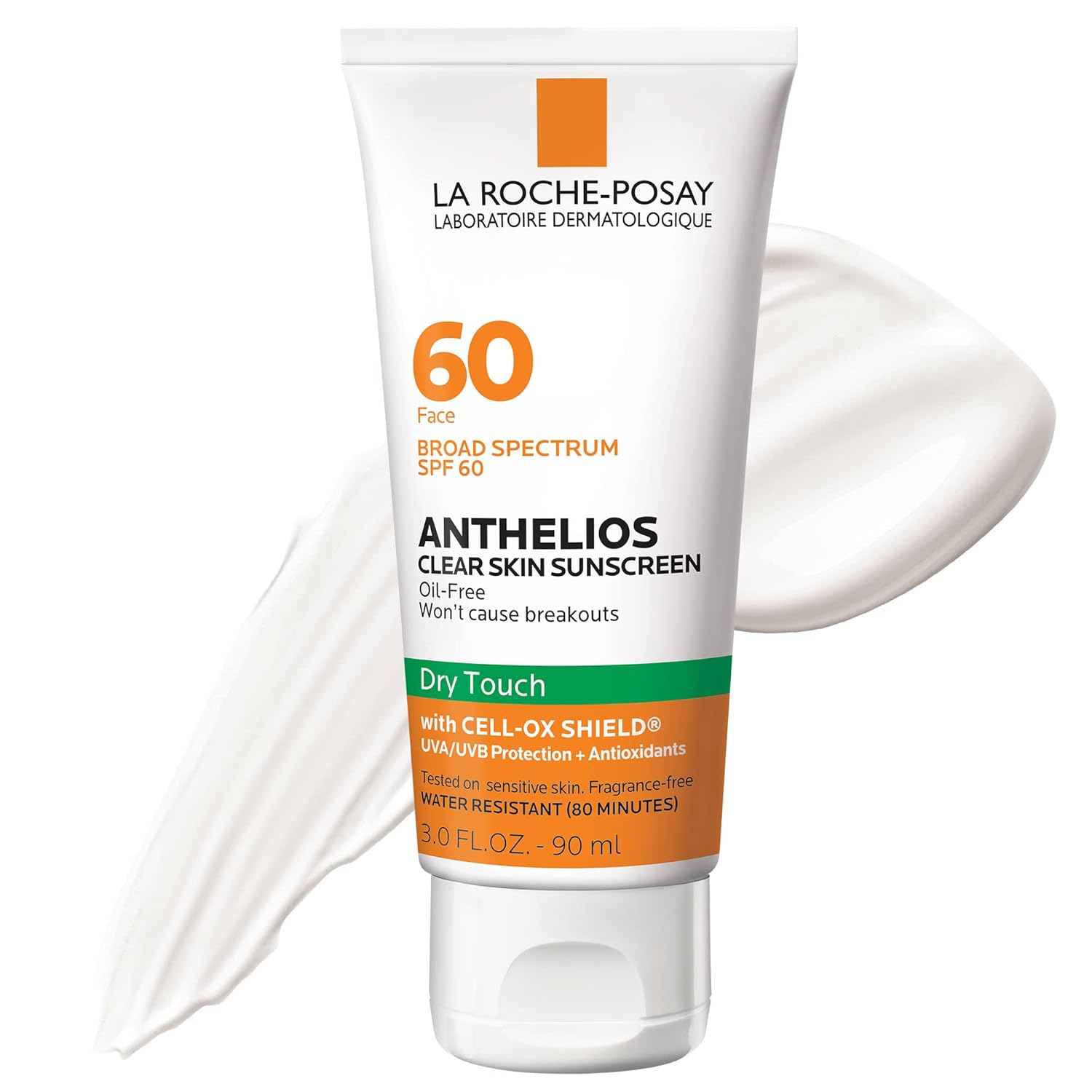 La Roche-Posay Anthelios Clear Skin Sunscreen Dry Touch SPF 60 | Oil Free Sunscreen For Face | Oil Absorbing | Broad Spectrum SPF + Antioxidants | Non-Greasy | Oxybenzone Free | Travel Size Sunscreen