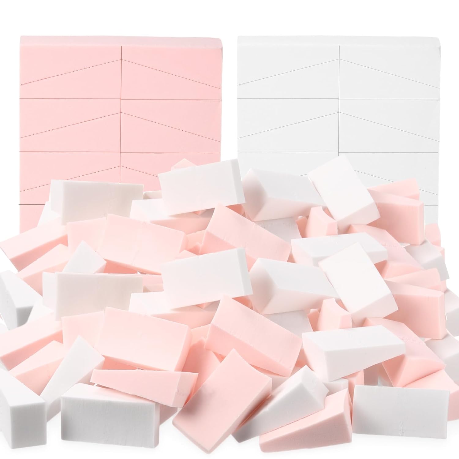TecUnite 100pcs Makeup Sponge Cosmetic Latex Free Wedge Bulk, Pink,White