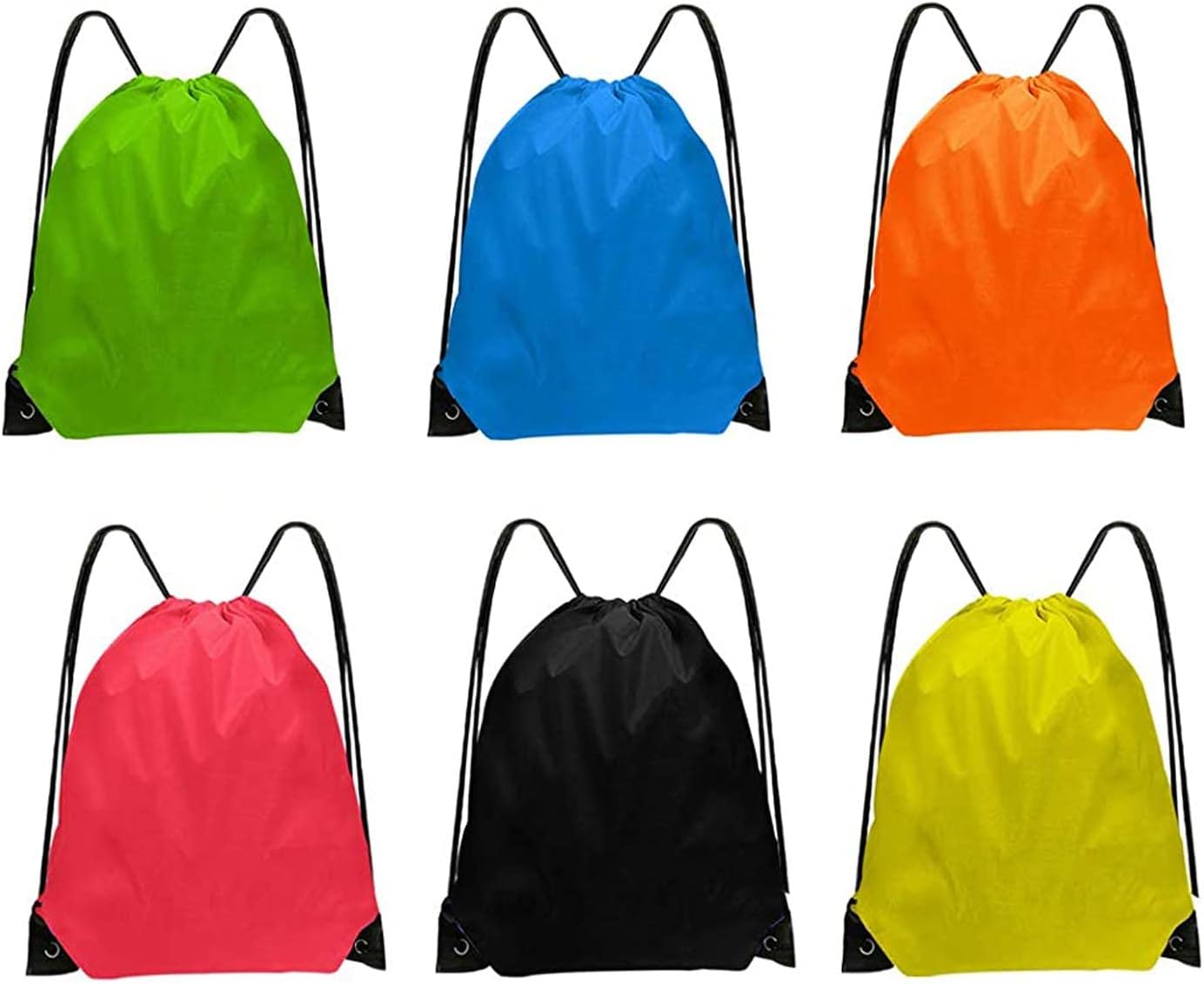 DDSHUN 6 Pack Drawstring Bags Drawstring Gym Bag Waterproof Running Backpacks Sports String Bag String Swim PE Bag for Sports, School, Gym, Travel, Swimming Beach Storage Organization - Multicolor