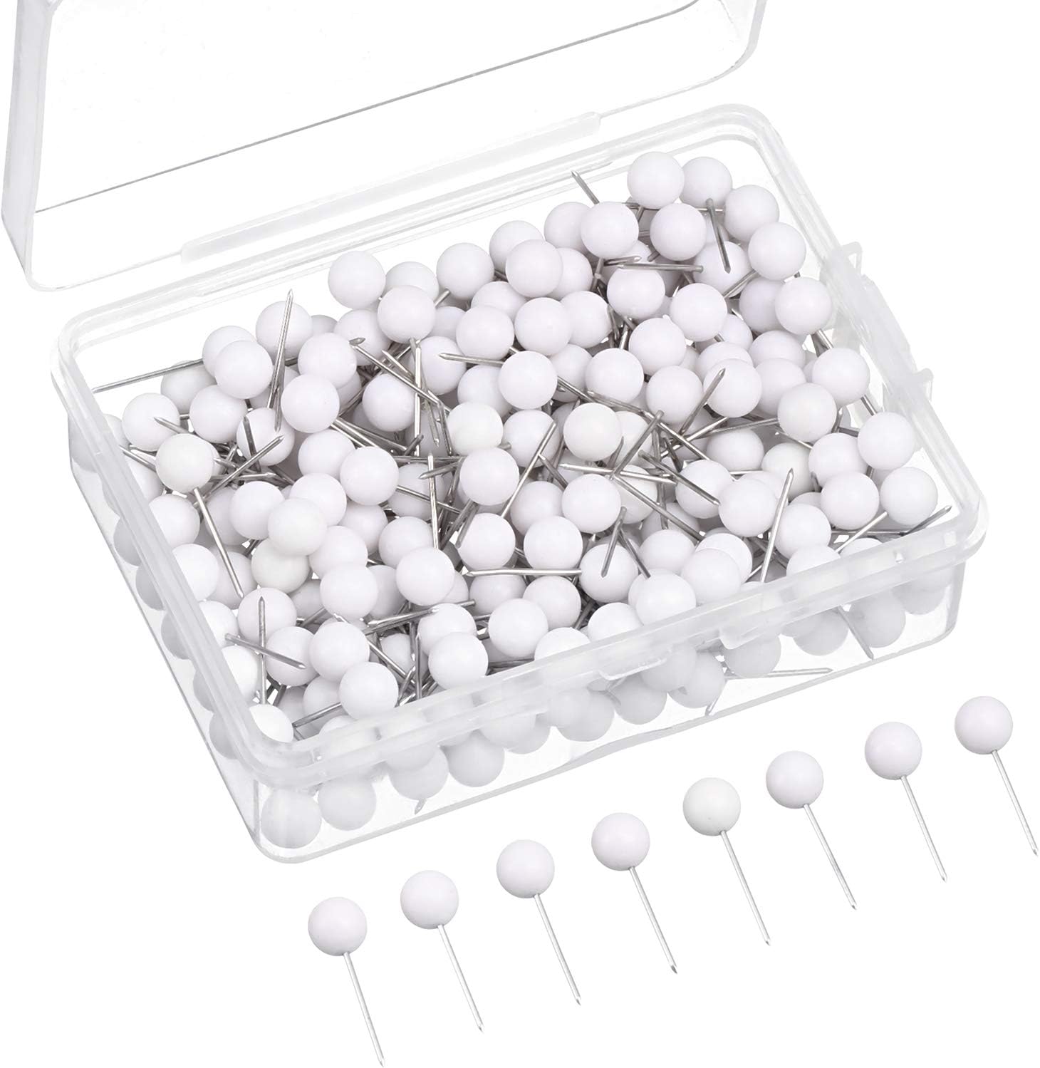 Map Tacks Push Pins Small Size 300 Packs (White, 1/5 Inch)