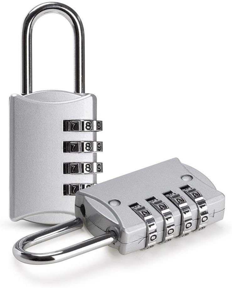 Combination Padlocks, 4 Digit Security Padlock, [2 Pack] Combination Lock for School Gym Suitcase Luggage
