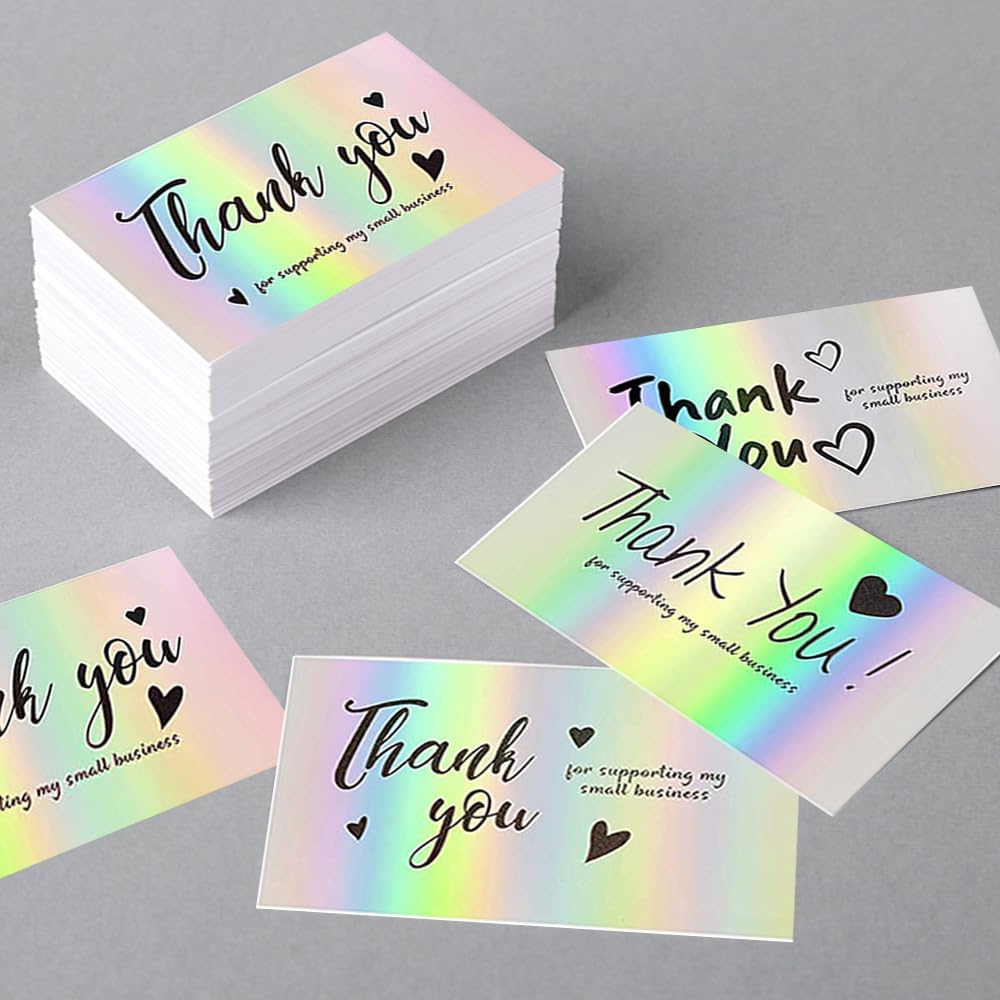 Lannso Thank You Cards Small Business, 100 PCS 5 Styles Thank You Cards for Retail Store, 2x3.5 Inch, Recommended for Online Retailers, Small Business Owners and Local Stores (QS213)