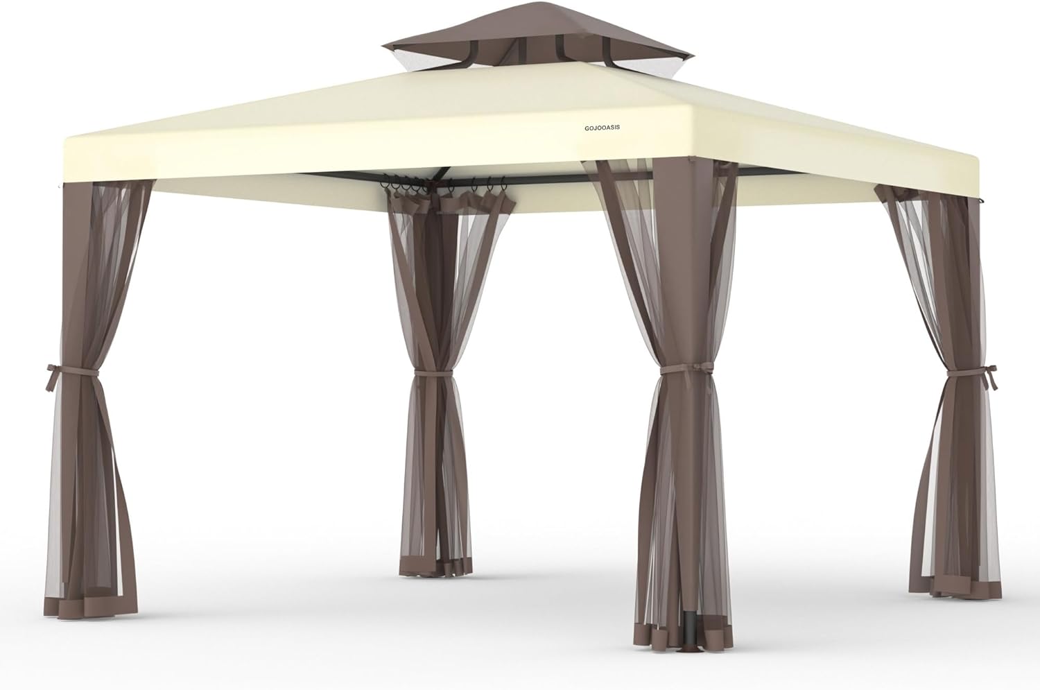 Patio Gazebo Tent Outdoor Canopy Shelter 10'x10' with Removable Netting,100 Square Feet of Shade for Garden, Backyard Deck and Lawns (Beige)