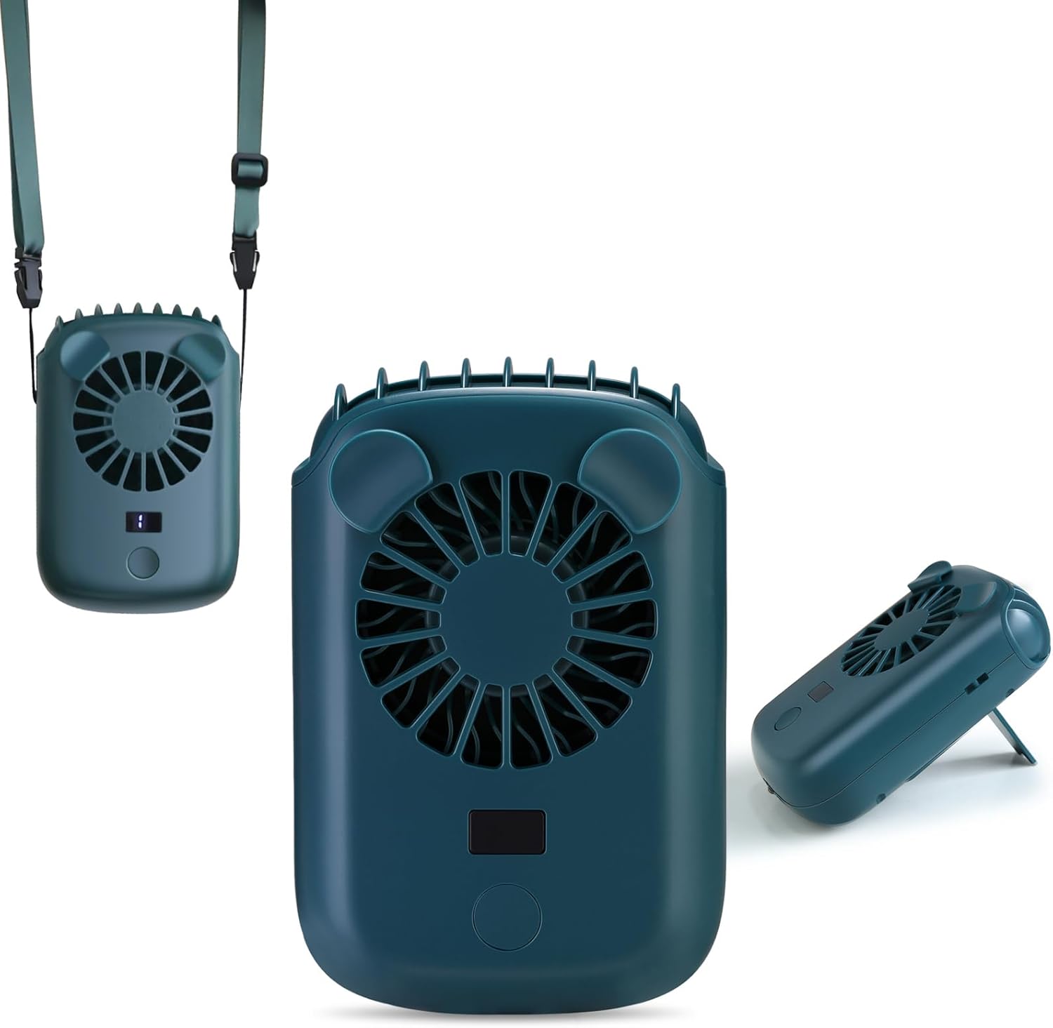 2025 AI portable neck hanging fan can charge mobile phones, 4-speed, powerful turbo airflow, with lighting, personal chest fan can work for up to 50 hours, hands-free neck wearable and portable