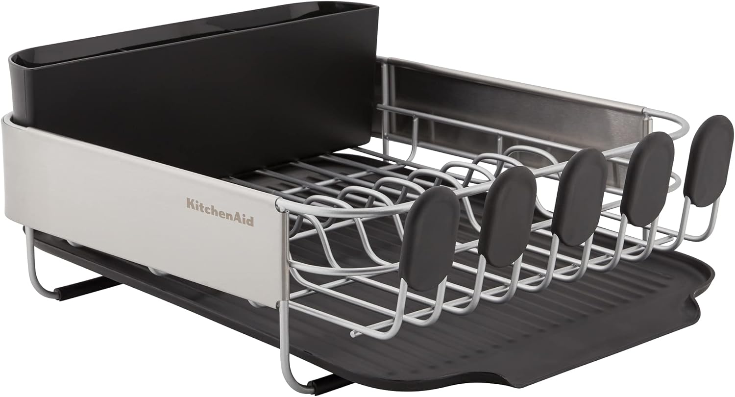 KitchenAid Compact Stainless Steel Dish Rack, 16.06-Inch, Black