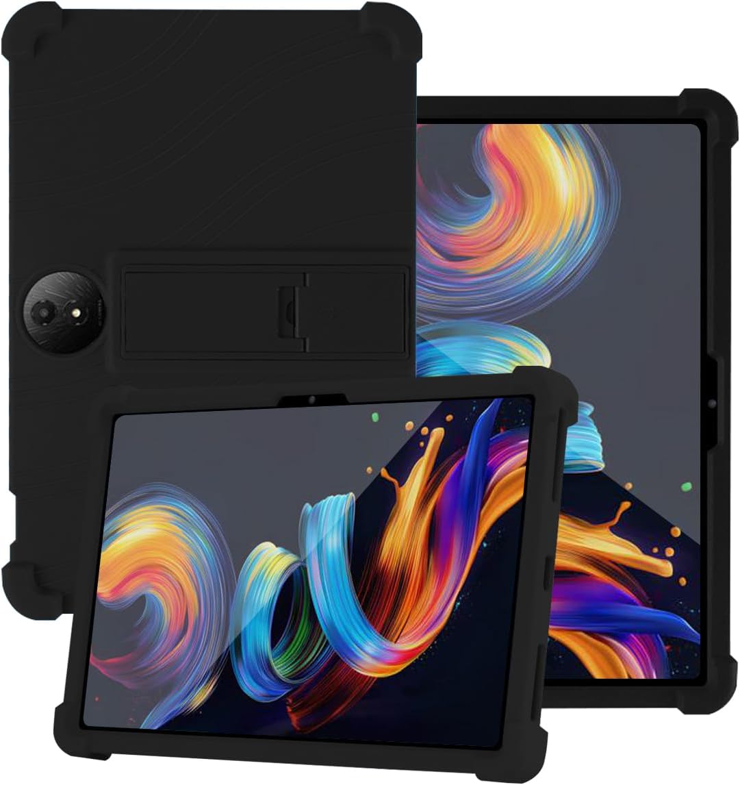 Tablet Case for TCL Nxtpaper 11 Plus, Soft Silicone Case with Adjustable Stand, Shockproof Protective Cover for TCL Nxtpaper 11 Plus 11.5 inch. (Black)