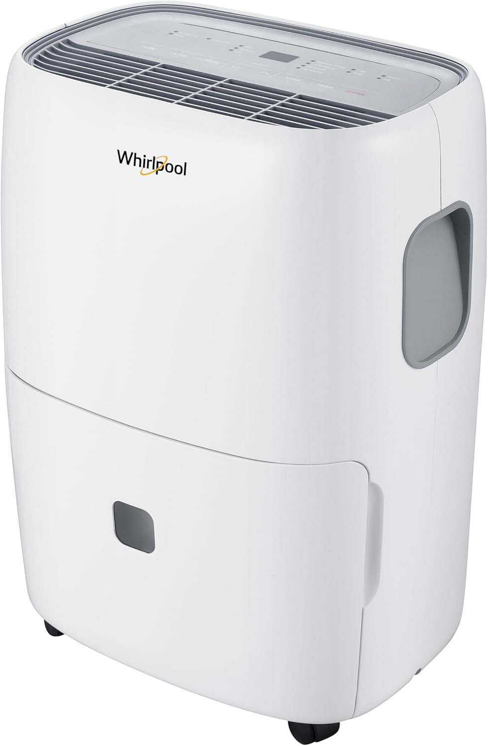 Whirlpool Energy Star 50-Pint Portable Dehumidifier with Built-in Pump, Auto-Shutoff and Timer, Home Dehumidifier and Moisture Absorber For Basement, Garage, Living Room in White