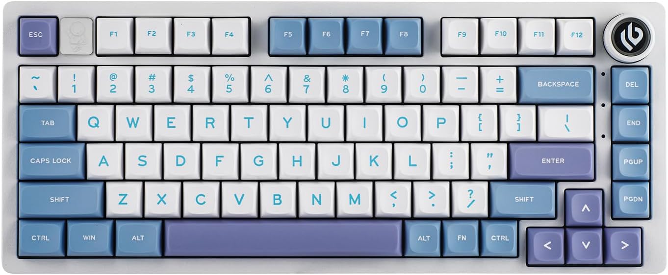 EPOMAKER x LEOBOG Hi75 Wired Gaming Keyboard, Aluminum Alloy Mechanical Keyboard, Programmable Custom Keyboard with Mode-Switching Knob, Hot Swappable, RGB Backlit, Reaper Switch (White Purple)