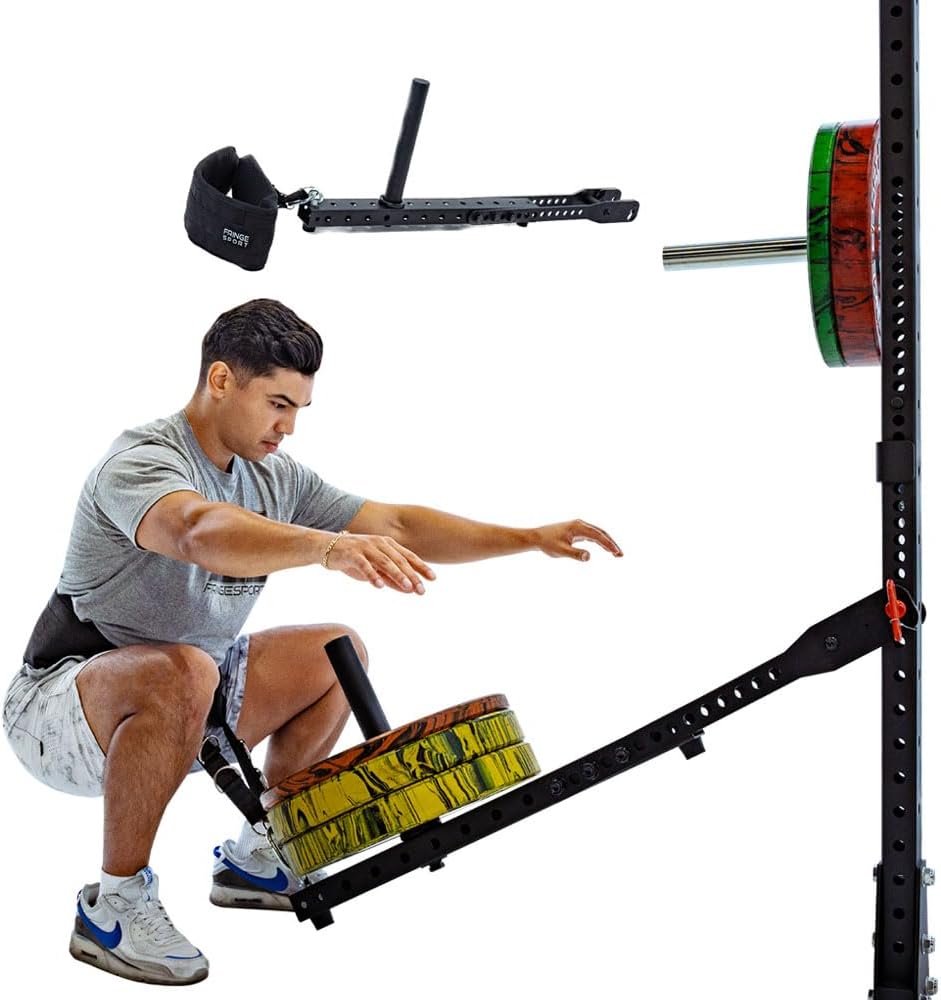 Fringe Sport Mammoth Belt Squat Attachment (Complimentary Belt Included) - Durable Universal Weight Belt Squat Attachment for Rack with Adjustable Length, Ultimate Lower Body Strength Builder