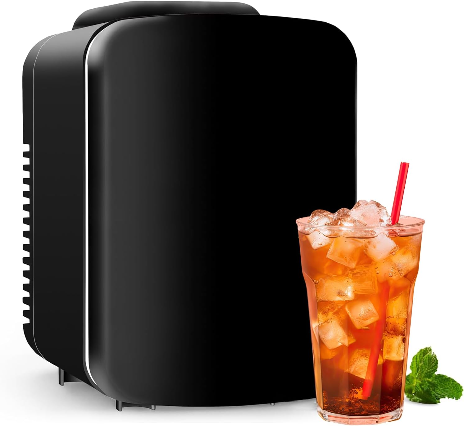 HealSmart 4L/6 Can Mini Portable Cooler & Warmer Refrigerator 100% Freon-Free & Eco-Friendly Compact Fridge, for Skincare, Office, Black