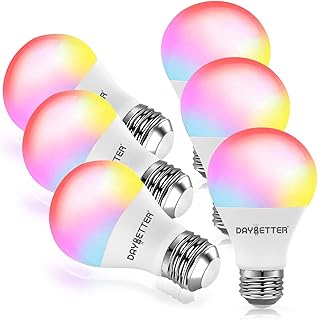 DAYBETTER Smart Light Bulbs, RGBCW Wi-Fi Color Changing Led Bulbs Compatible with Alexa & Google Home Assistant, A19 E26 9W 800LM Multicolor Bulb, No Hub Required, 6 Pack