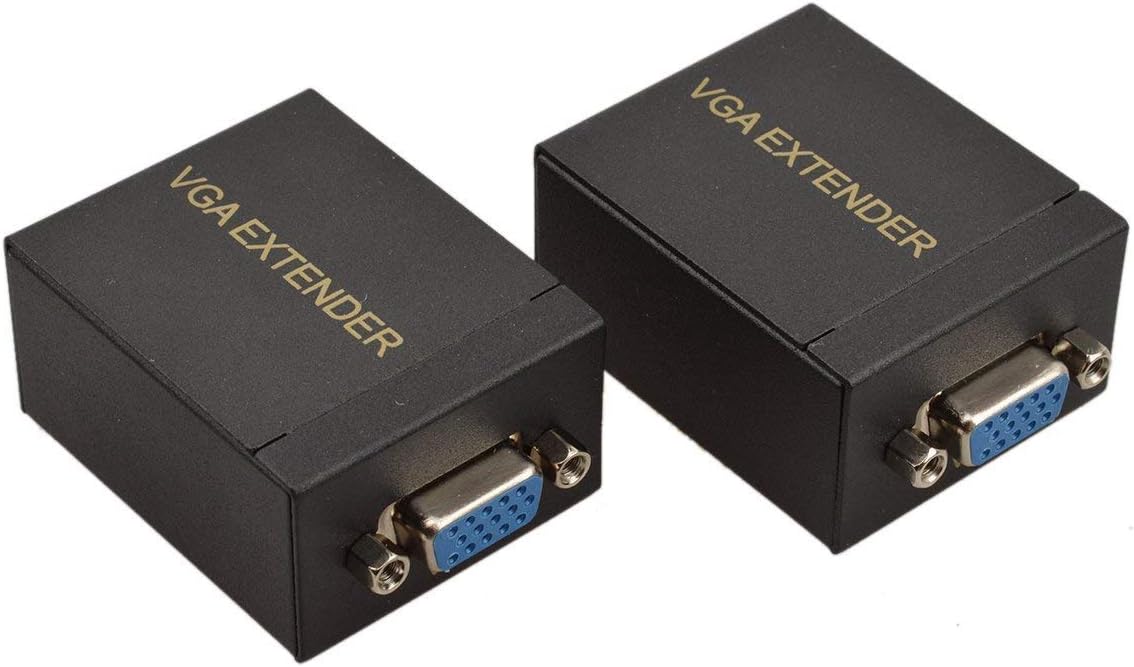 VGA Signal Extender Repeater Adapter Over RJ45 Cat Cat6 Network Cable (1 Transmitter + 1 Receiver) (200ft / 60M)