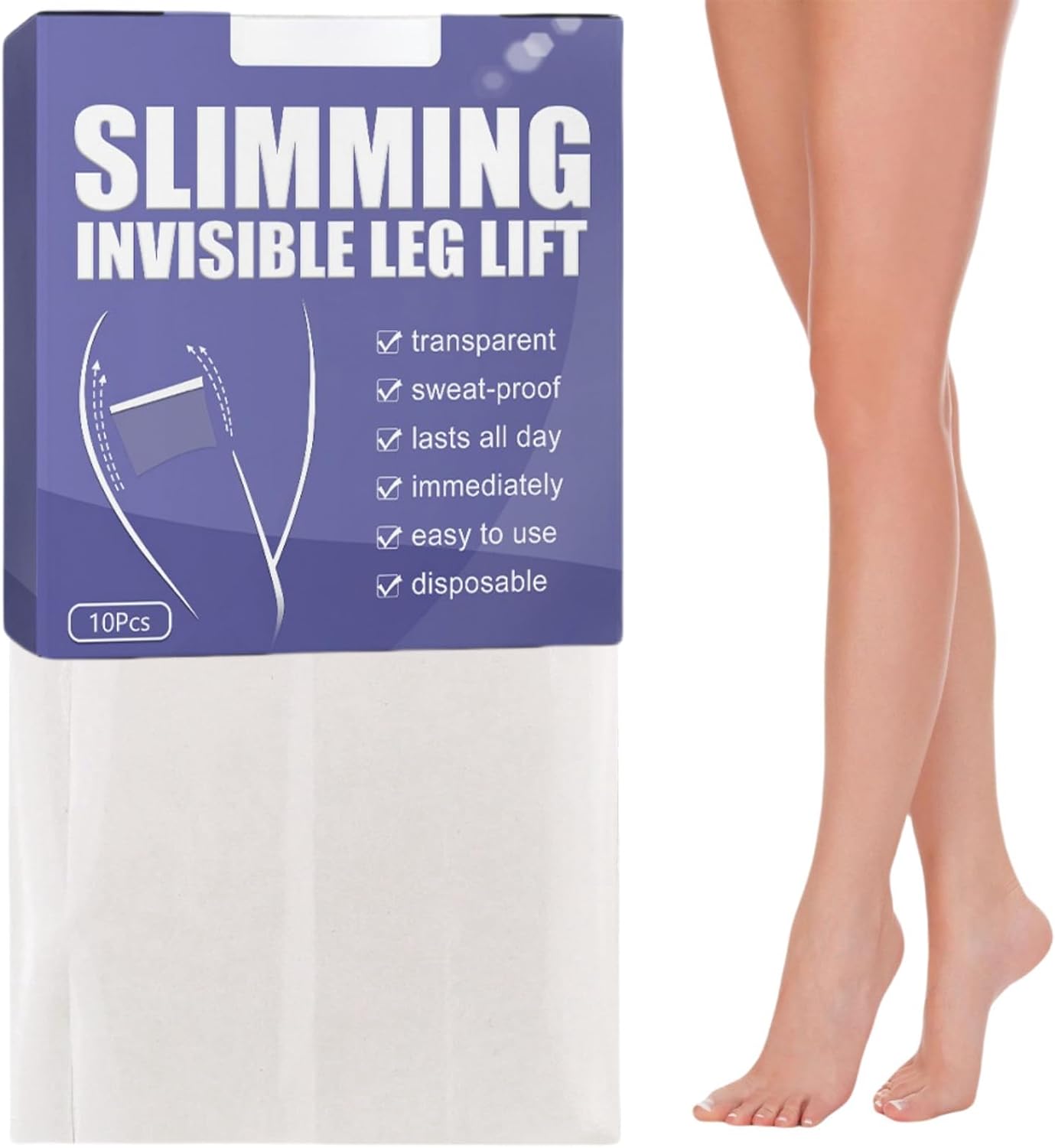 10pcs Body Tape for Skin Thigh Lift Tape,Invisiblely Leg Lifting Sticker,Leg and Thigh Lifters,Firming Thigh Lift Tape,Thigh Lifting Tape for Men Women,All-Day Sweatproof Invisible Body Shaping Tape