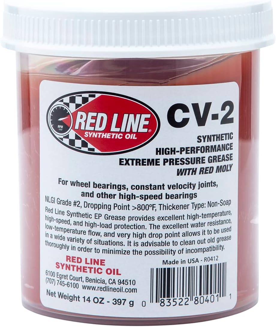 Red Line 80401 High Performance CV-2 Synthetic Grease Cartridge with Red Moly - 14 Ounce Jar