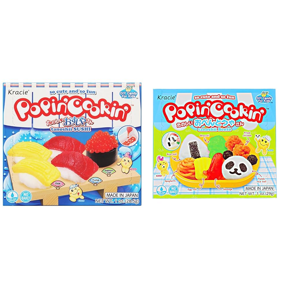 Kracie Popin' Cookin' DIY Candy Making Kit Bundle - Sushi (1 Ounces) and Bento (1 Ounce) No Bake Sets