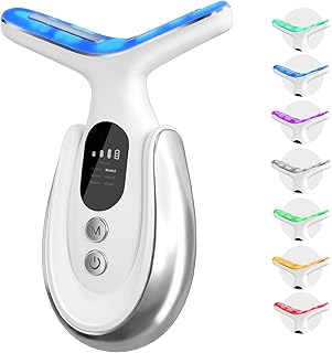 Neck Face Massager, 7-in-1 Portable Facial Massager for Enhanced Face, Neck and Shoulder Care with Vibrating and Warming Function，White