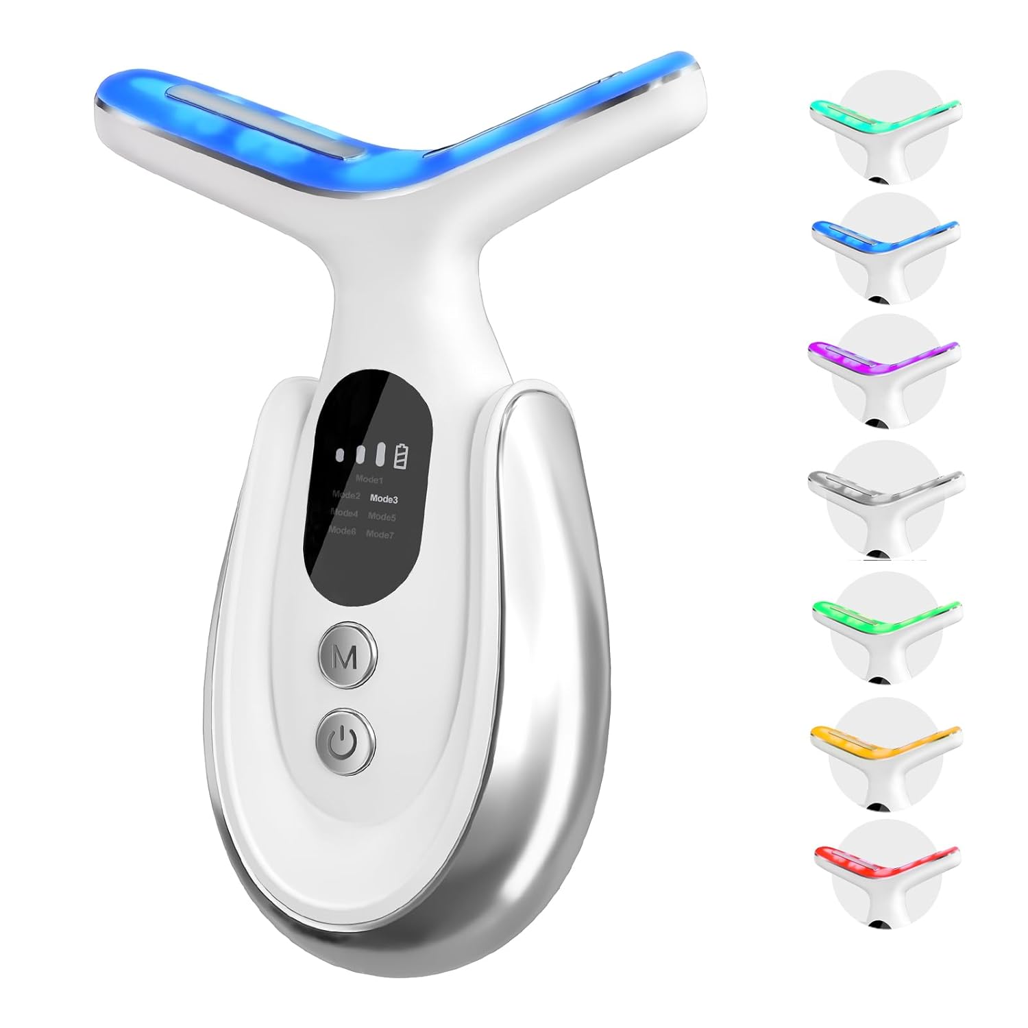 Neck Face Massager, 7-in-1 Portable Facial Massager for Enhanced Face, Neck and Shoulder Care with Vibrating and Warming Function,White