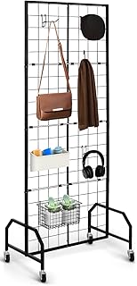 Gridwall Panel Display Stand，Freestanding Double-Sided Display Rack，Heavy-Duty Mobile Wire GridWall Display Rack，Easy disassembly，Ideal for Home, Retail, Trade Shows, Craft Display Stands (1Pcs)
