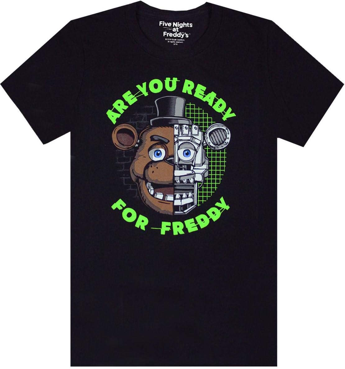 FIVE NIGHTS AT FREDDY'S T-Shirt for Boys | Childrens FNAF Top | Freddy Fazbear Character Shirt for Kids | Short Sleeve Black Gamer tee |Video Game Clothing