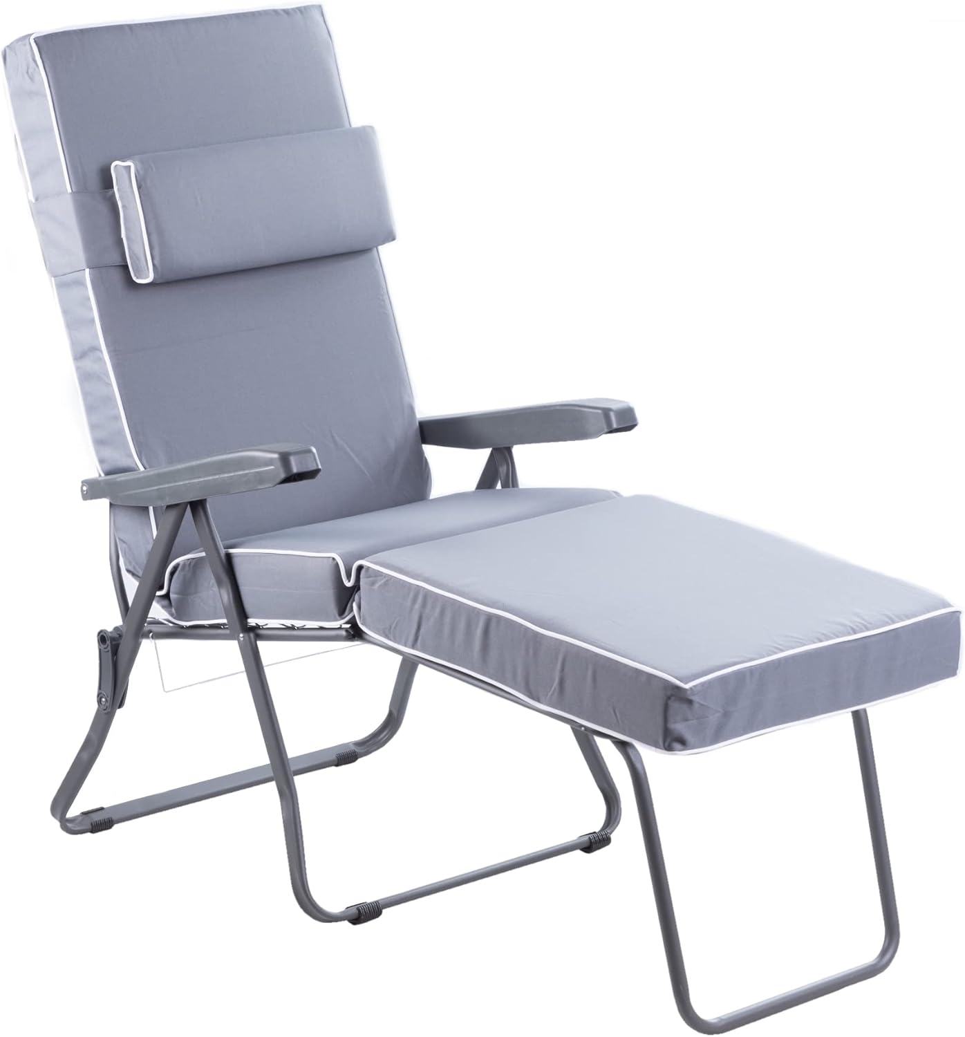 Alfresia Garden Sun Lounger in Charcoal with Luxury Cushion - Adjustable Reclining Outdoor Chair, Foldable Garden Sun Lounger, Choice of Colours (Grey)