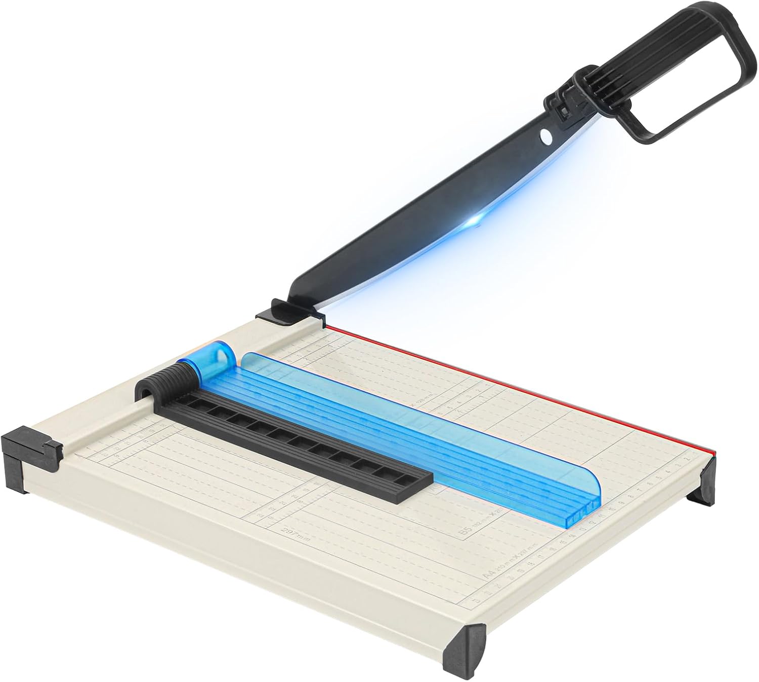 Professional 12IN Guillotine Paper Cutter for A4/A5/B5, 12-Sheet Capacity with Precision Grid & Safety Guard - Heavy Duty Paper Trimmer for Craft, Office, DIY (White)