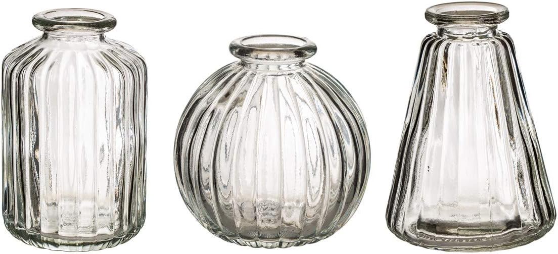 Sass & Belle Plain Glass Bud Vases - Set of 3 Clear