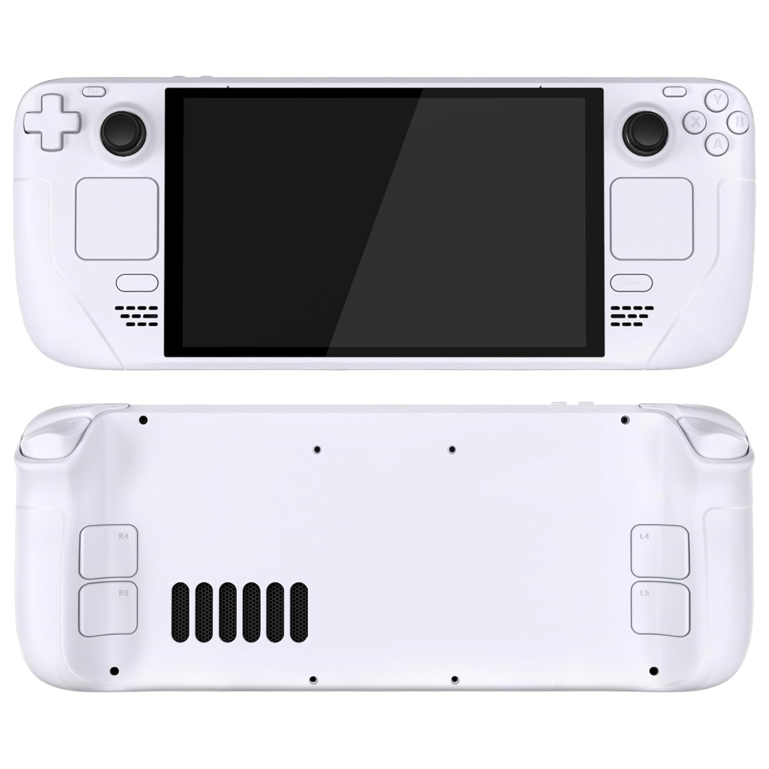 eXtremeRate Replacement Full Set Housing Shell with Buttons for Steam Deck OLED, Custom DIY White Faceplate Back Plate Trackpad Case for Steam Deck OLED Console - Without Console