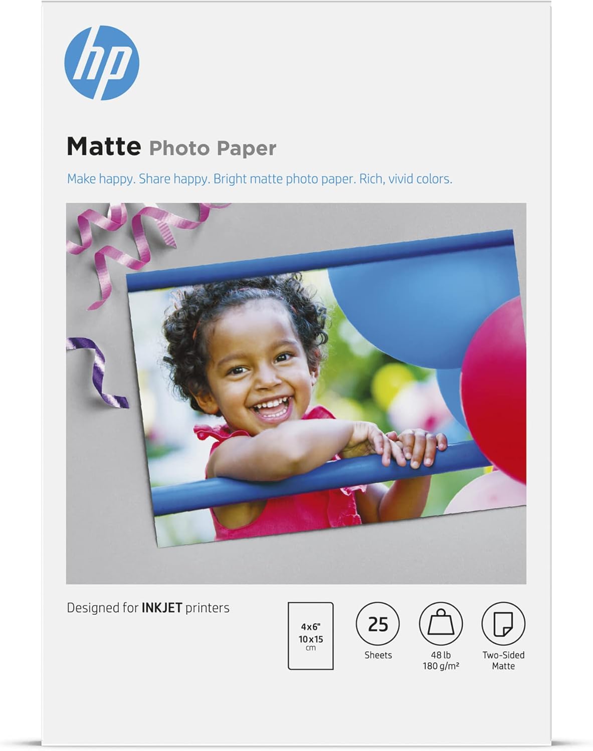 HP Matte Photo Paper, 4x6 in, 25 sheets (6QH46A)