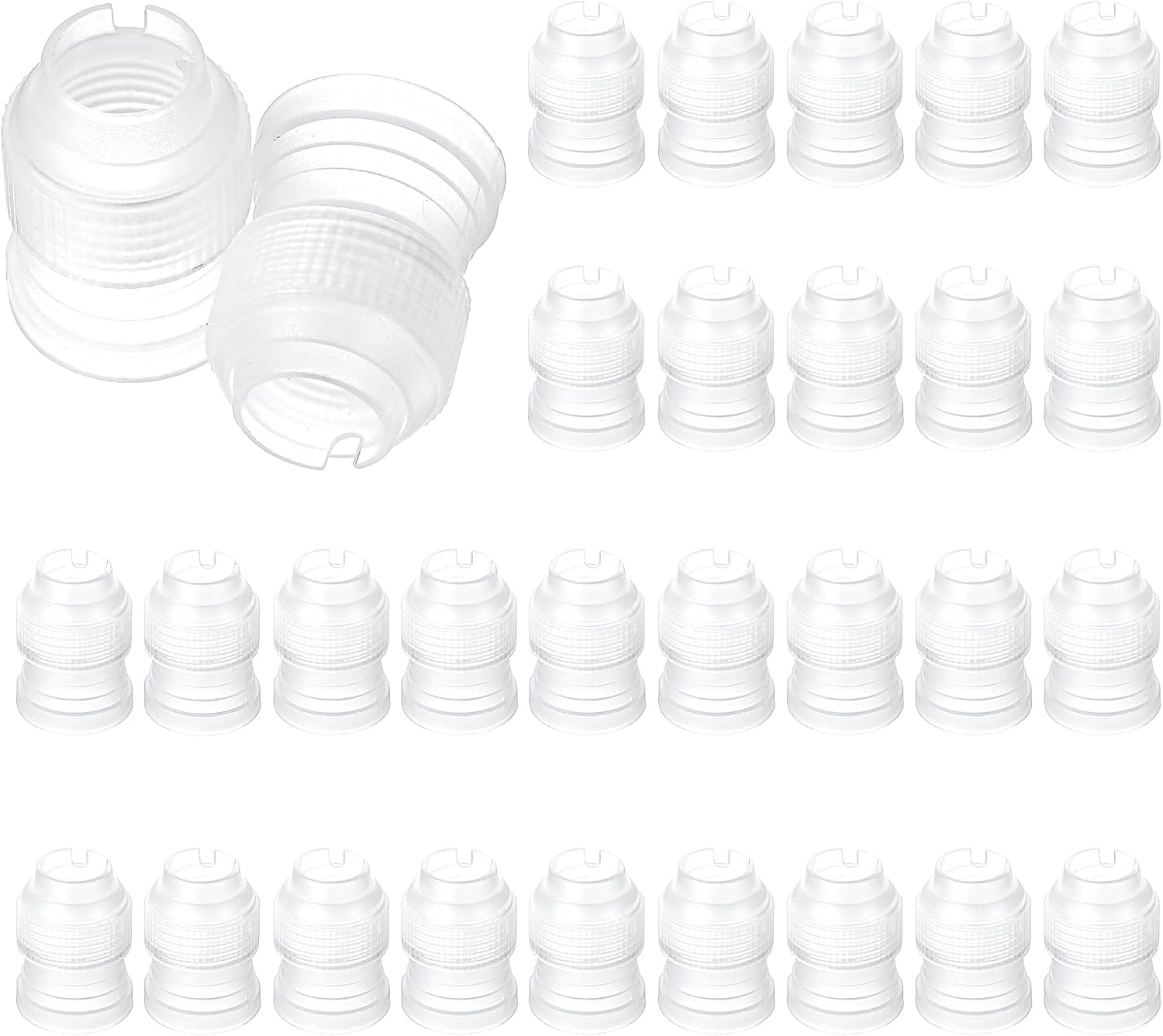 30 Pack Standard Couplers for Piping Bags, Transparent Cake Decorating Tips, Cake Tips for Decorating Baking Tools, Essential Cakes Decoratings Supplies for Frosting Icing Nozzle (1.1 x 0.78 Inch)