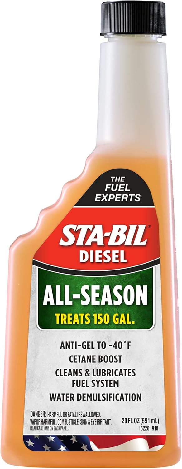 STA-BIL Diesel All-Season - Anti-Gel - Cetane Boost - Cleans And Lubricates Fuel System - Water Demulsification - Treats 150 Gallons -Effective In All Diesel And Bio-Diesel, 20 fl. oz. (15226) , Orange