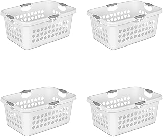 2 Bushel Ultra Laundry Basket Plastic, White, Set of 4