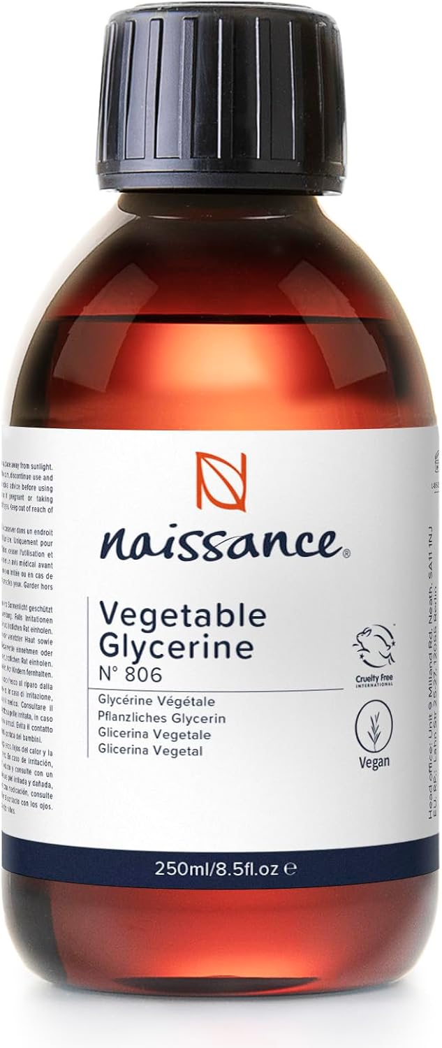 Naissance Vegetable Glycerine (Glycerol) Liquid (no. 806) 250ml - 100% Pure & Natural Glycerin, Premium EP/BP/USP Pharmaceutical Grade, Natural Humectant, Fragrance Free
