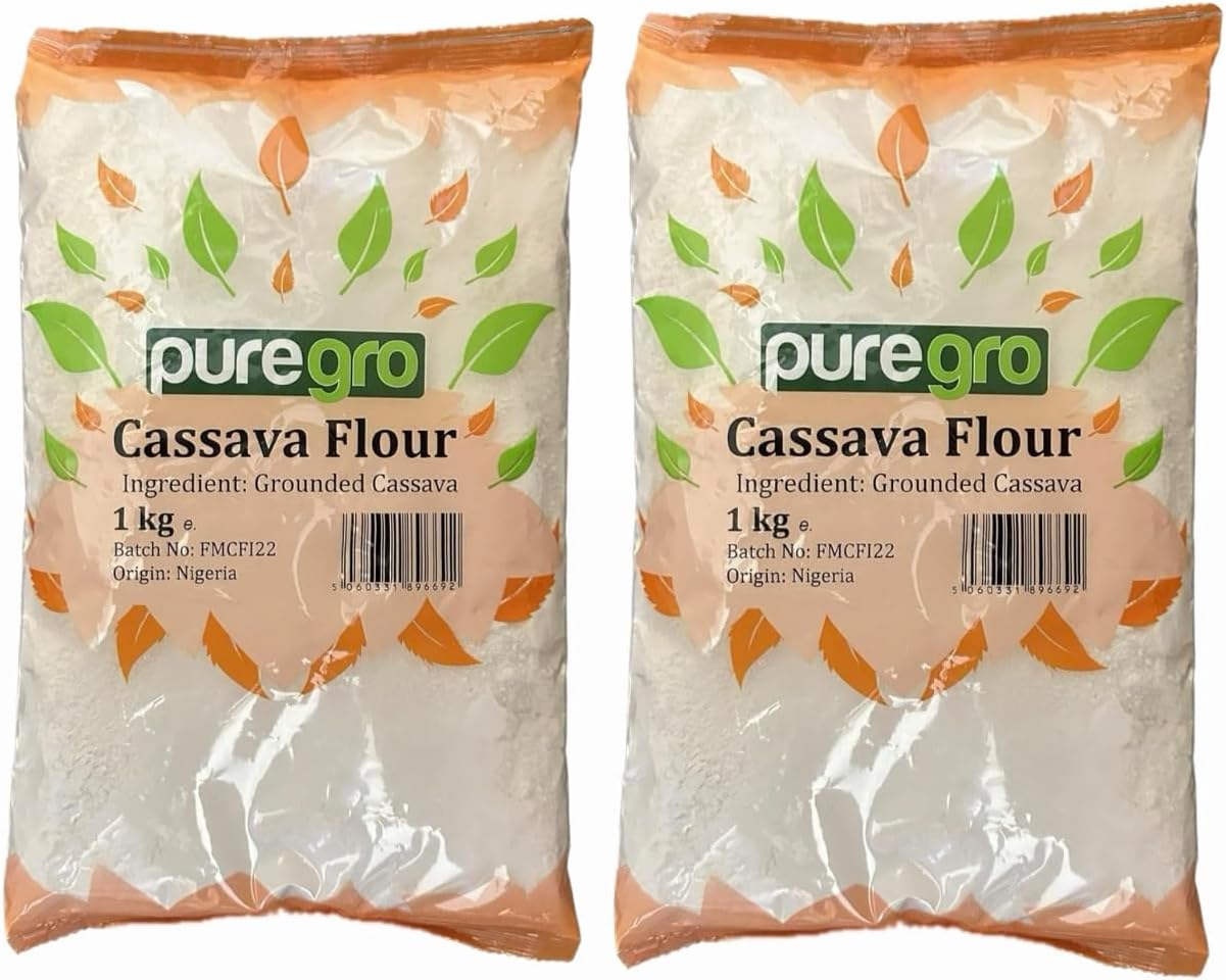 Puregro Cassava Flour 1kg | Pack of 2 | Manioc | Yuca | Good Source of Vitamins | Premium Quality.