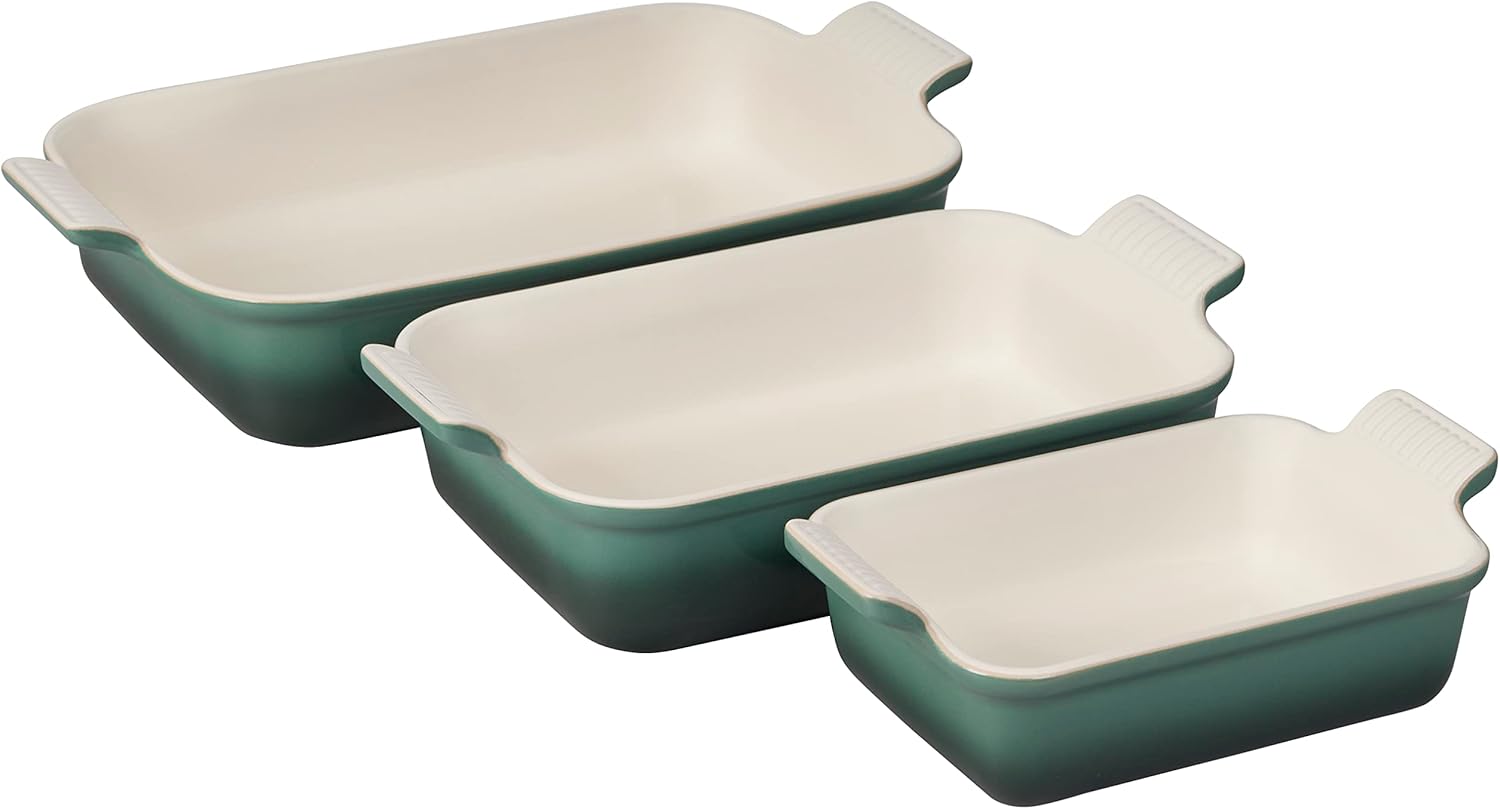 Le Creuset Stoneware Heritage Set 3 Rectangular Dishes, Artichaut
