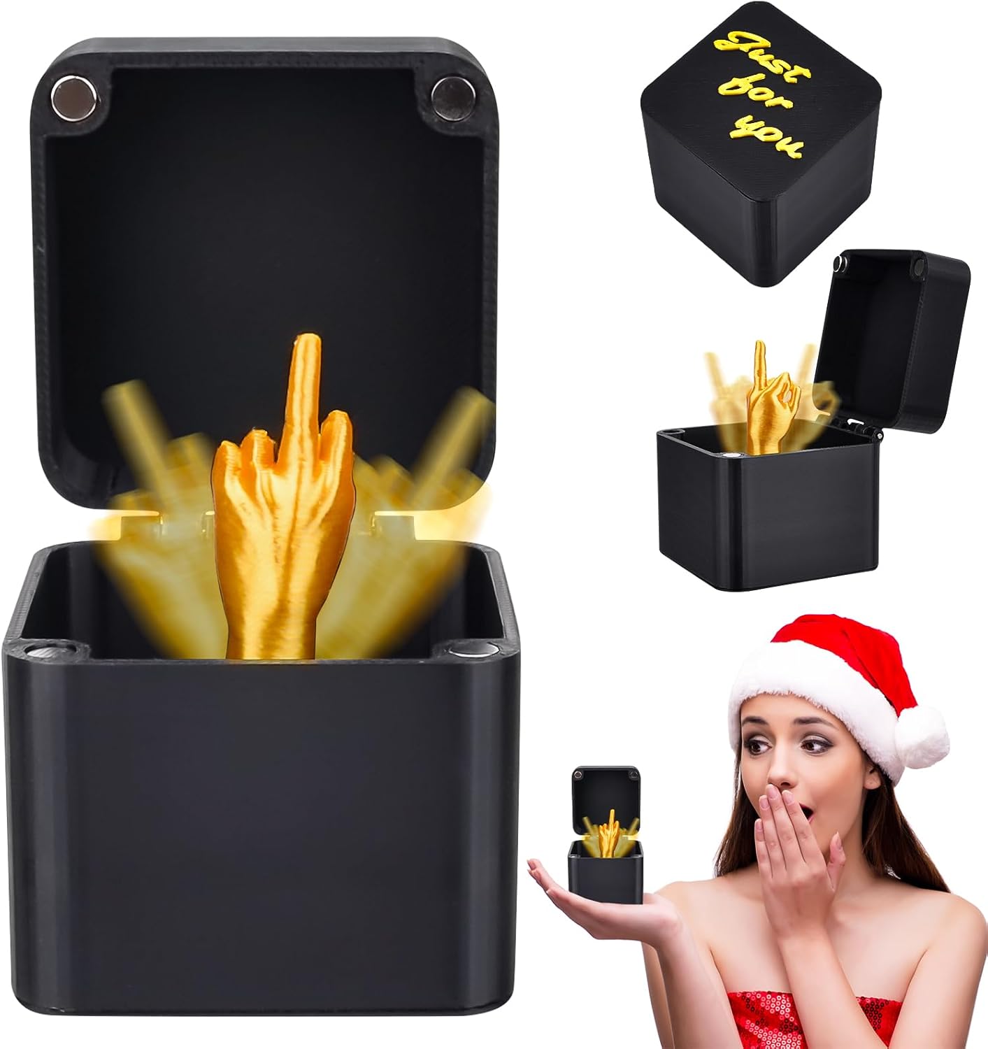 Pipihome Middle Finger in a Box, Middle Finger Surprise Gift Box, Funny Middle Finger Gift Box, Novelty Pop up Pranks Gifts for Halloween, Novelty & Gag Toys, Joke Gifts for Men and Women