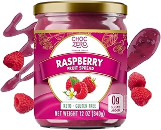 ChocZero Raspberry Jam Preserves, No Added Sugar, Keto Fruit Spread, Great Source of Fiber, All Natural, 12 Ounces (Pack of 1)